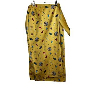 Vintage Funky Yellow Western Patterned Straight Wrap Skirt 8 Alexander Campbell
